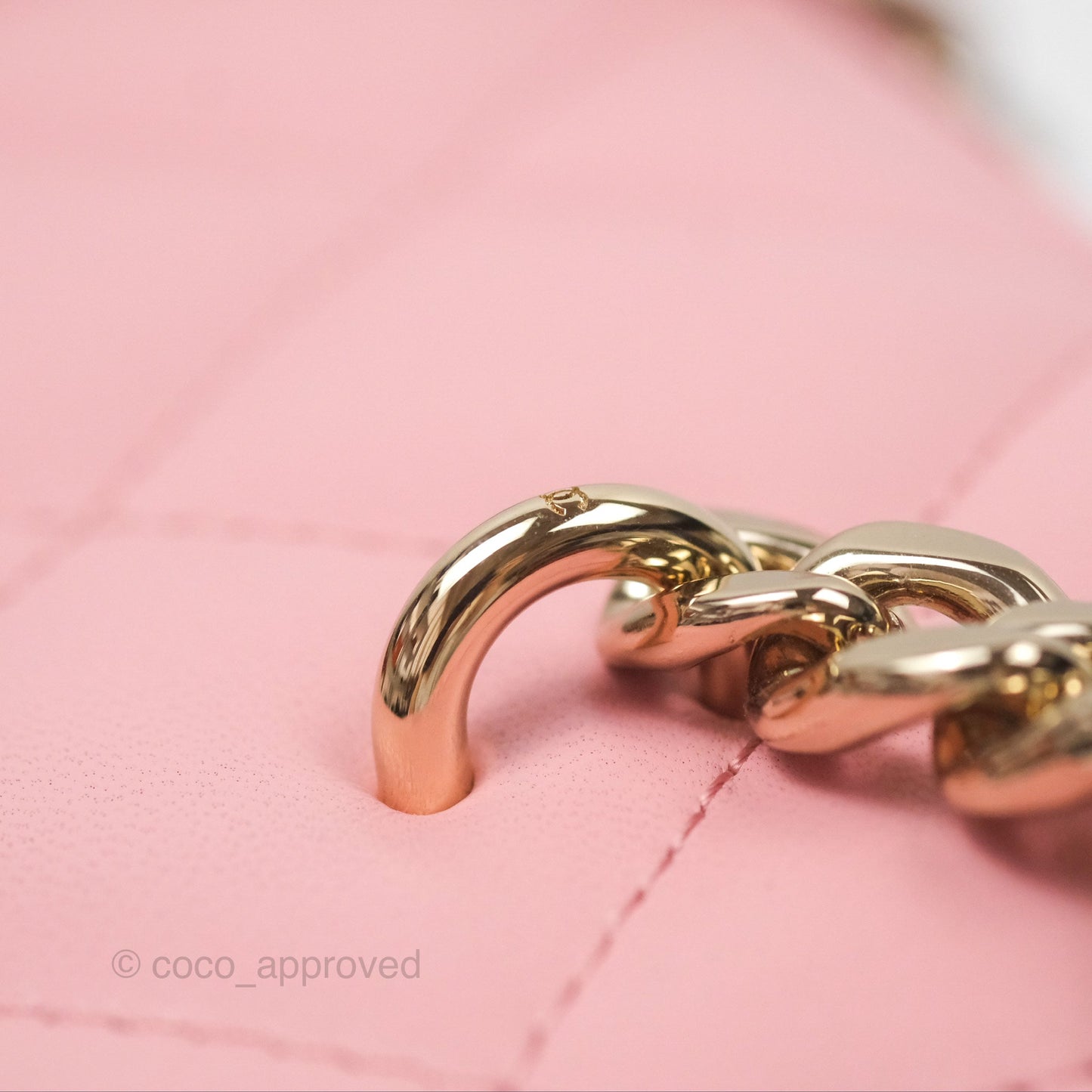 Chanel Resin Elegant Chain Vanity Case Pink Lambskin Gold Hardware