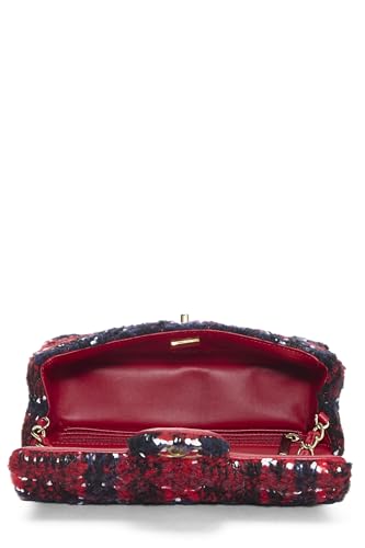Chanel,  Red Quilted Tweed Rectangular Flap Mini, Red