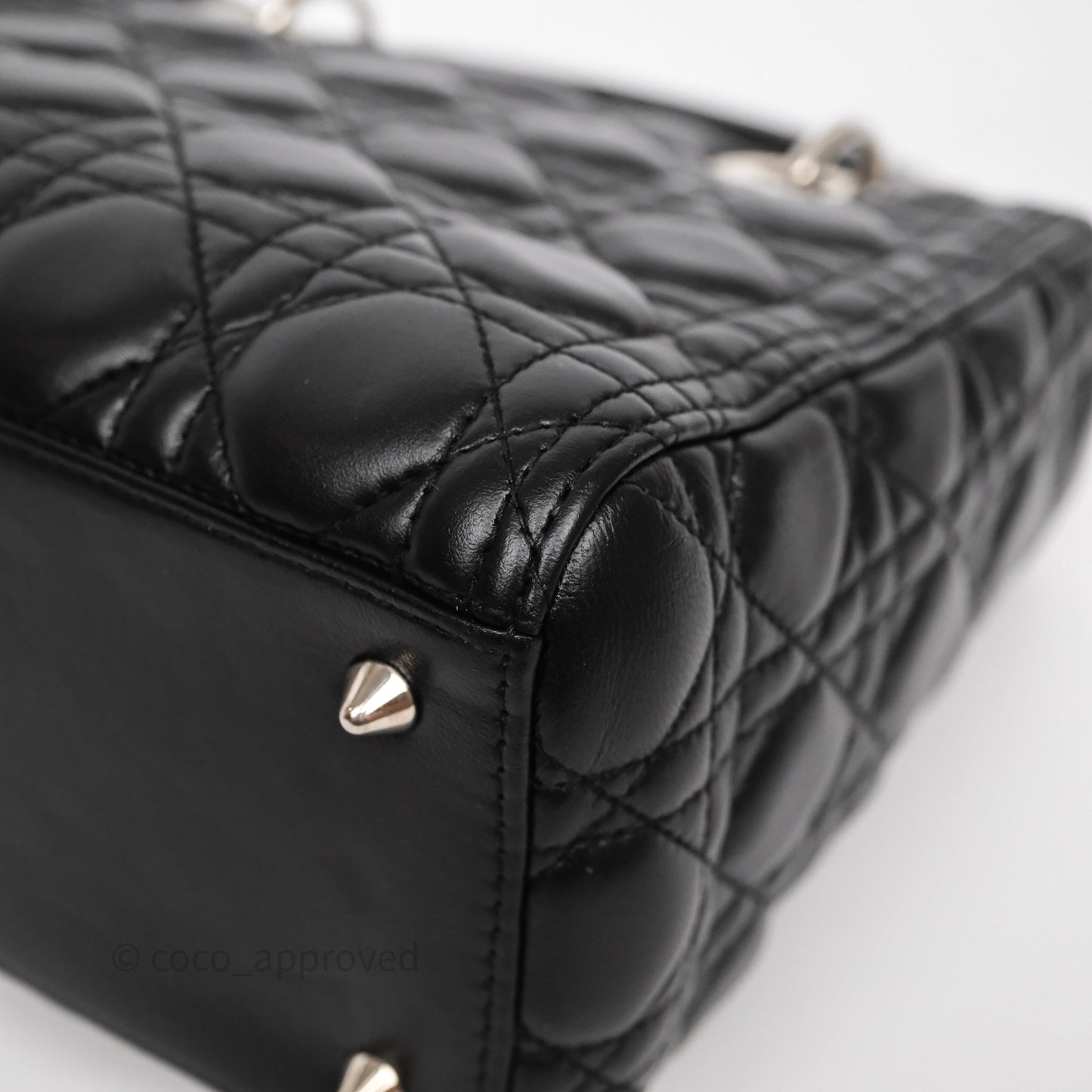 Christian Dior Medium Lady Dior Black Lambskin Silver Hardware
