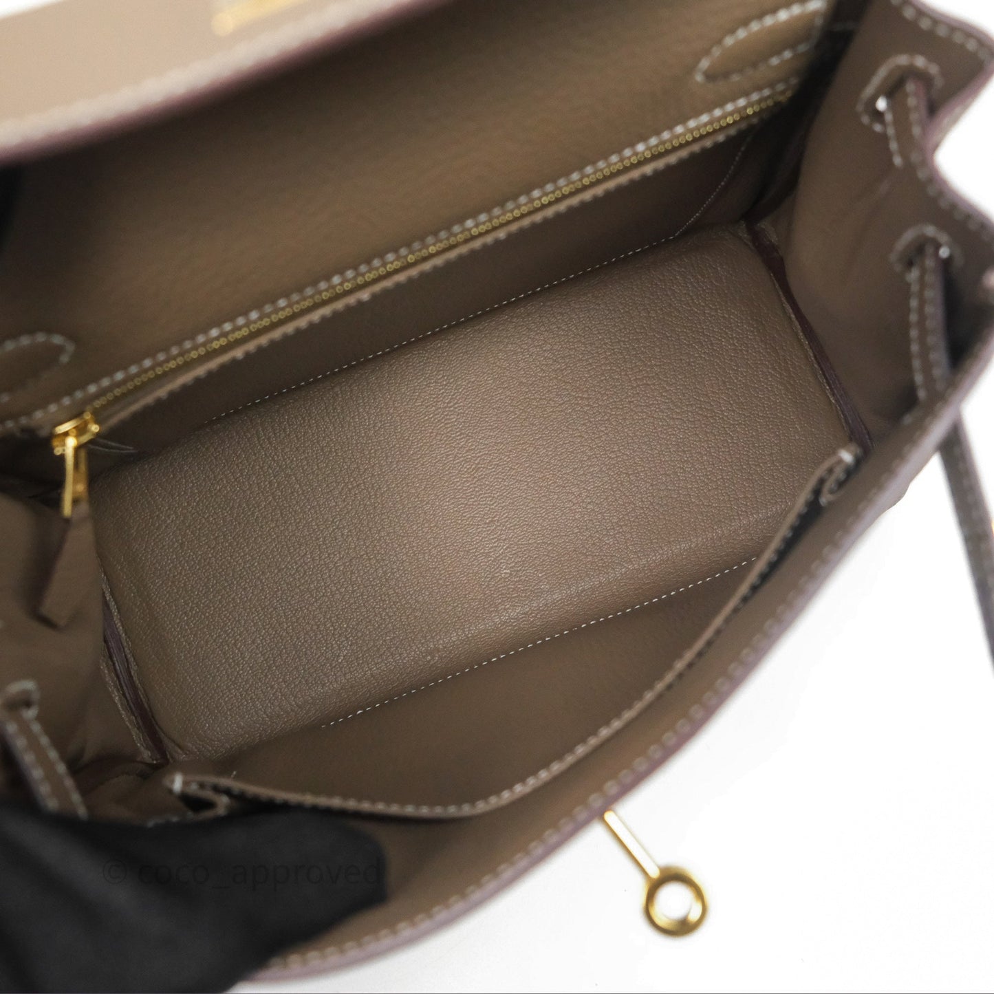 Hermès Retourne Kelly 25 Etoupe 18 Togo Gold Hardware