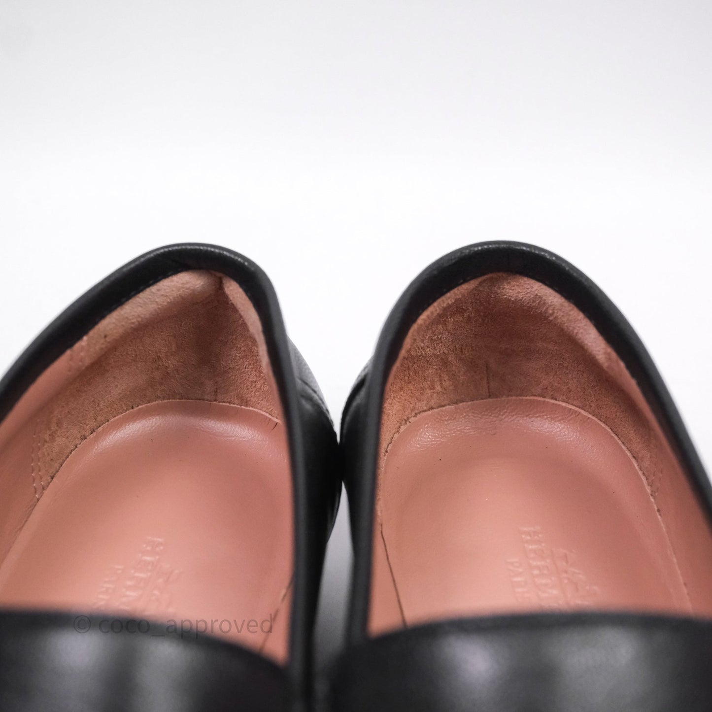 Hermès Paris Loafer Black Goatskin Palladium H Buckle Size 38
