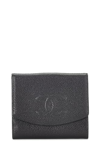 Chanel,  Black Caviar Timeless 'CC' Compact Wallet, Black