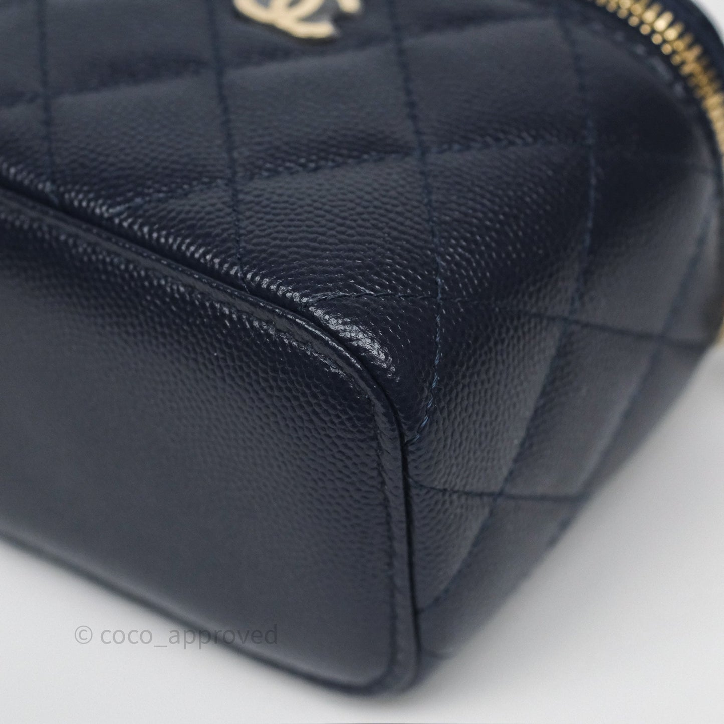 Chanel Mini Vanity With Chain Navy Caviar Gold Hardware