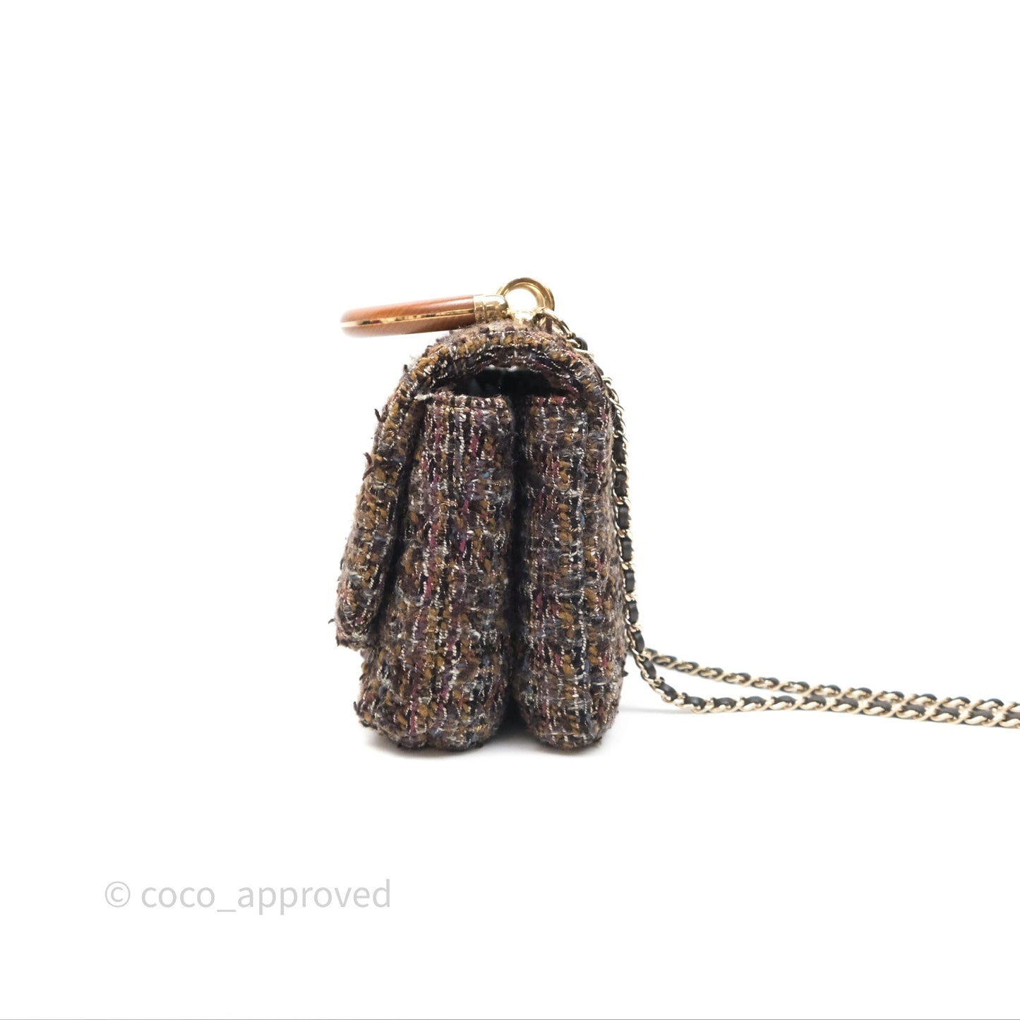 Chanel Top Handle Flap Bag Tweed Gold Hardware