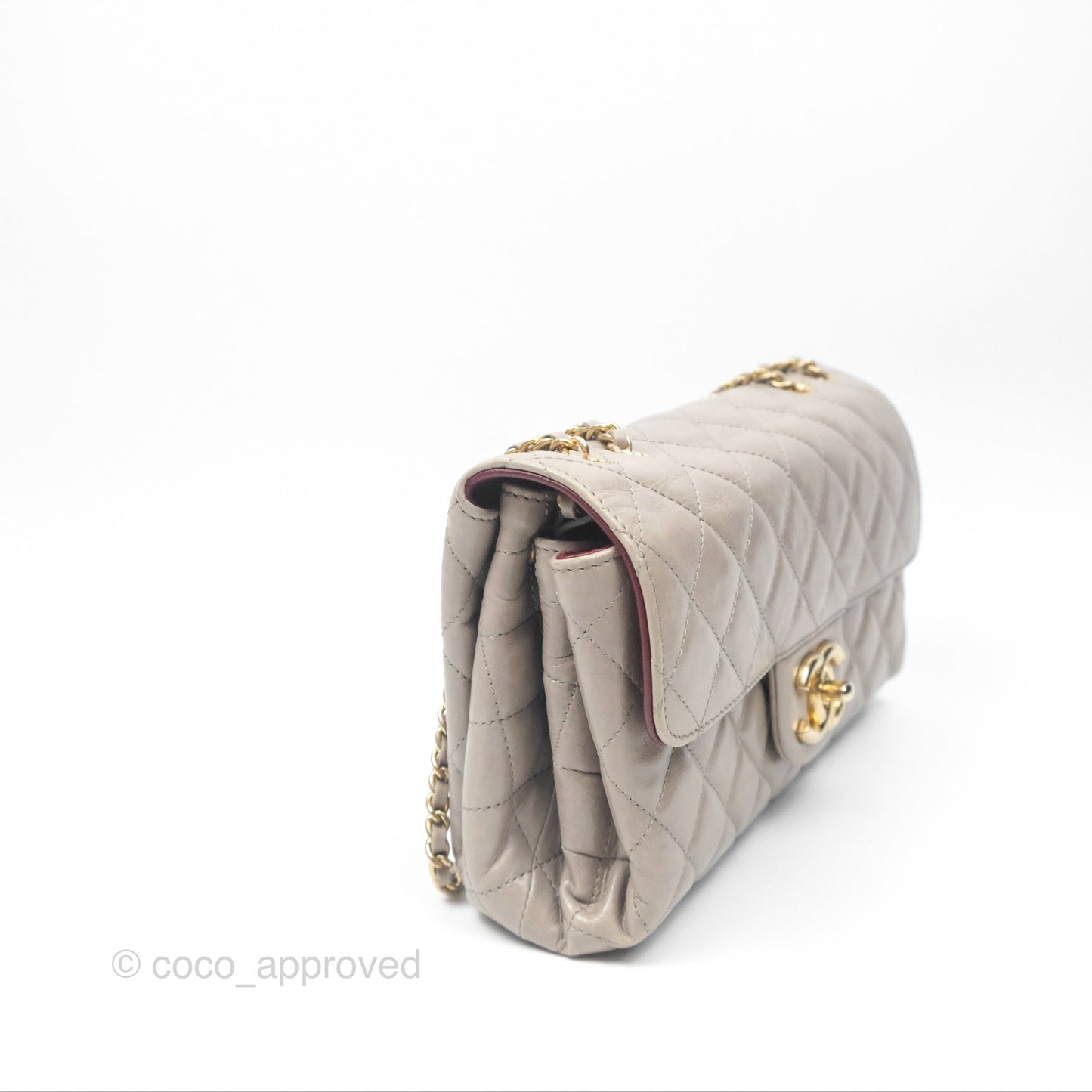 Chanel Accordion Flap Bag Taupe Crinkled Glazed Calfskin