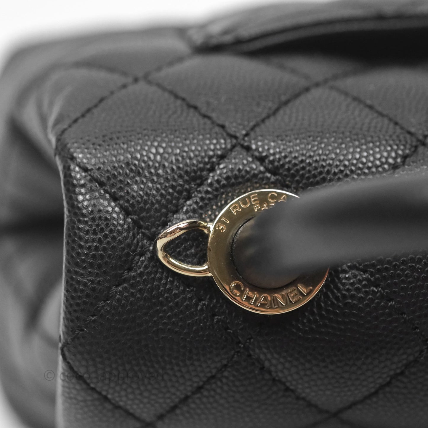 Chanel Mini Coco Handle Quilted Black Caviar Gold Hardware