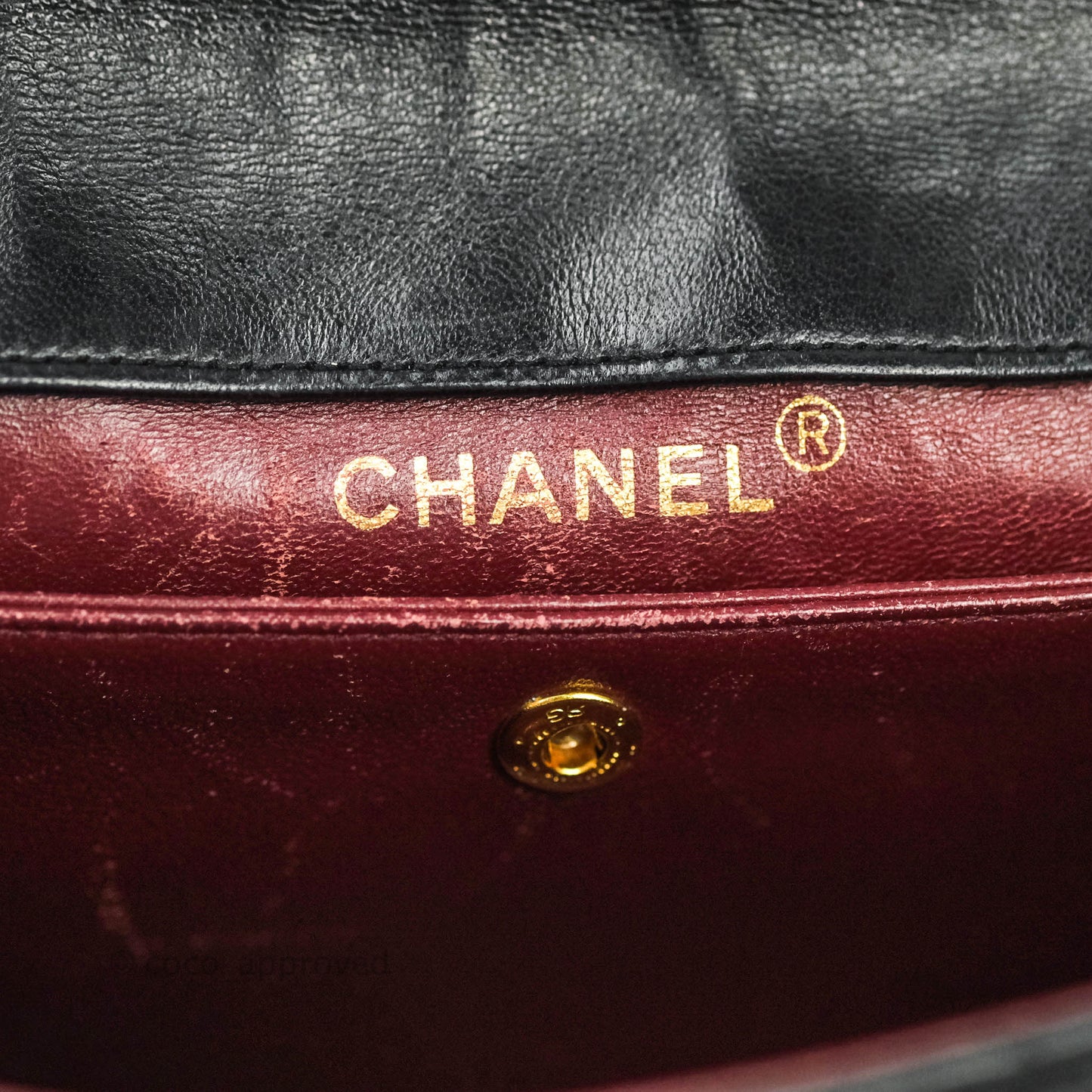 Chanel Vintage Flap Bag with Purse Pouch Black Lambskin 24K Gold Hardware