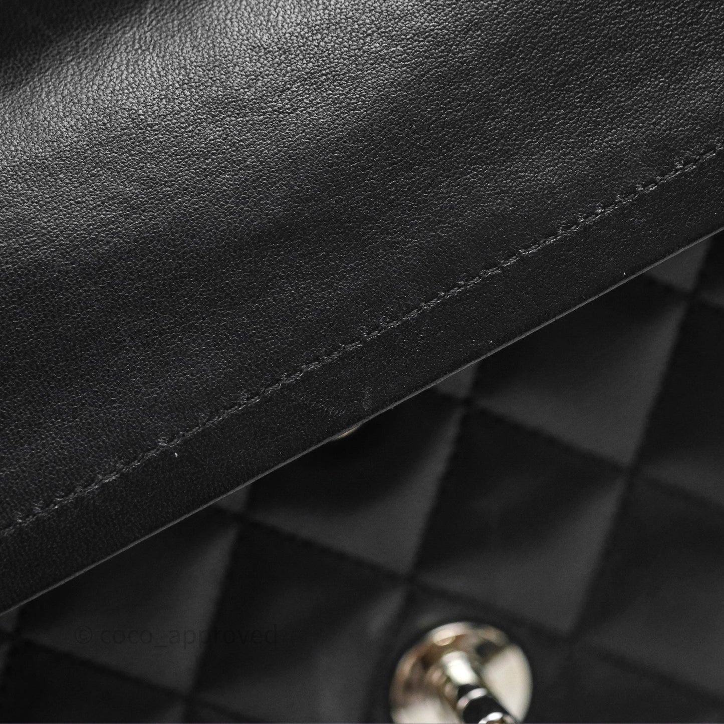 Chanel Classic M/L Medium Flap Quilted Black Lambskin Silver Hardware
