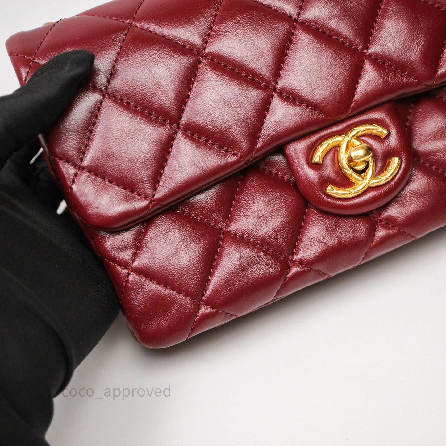 Chanel Small All Slide Adjustable Chain Flap Bag Burgundy Lambskin Aged Gold Hardware