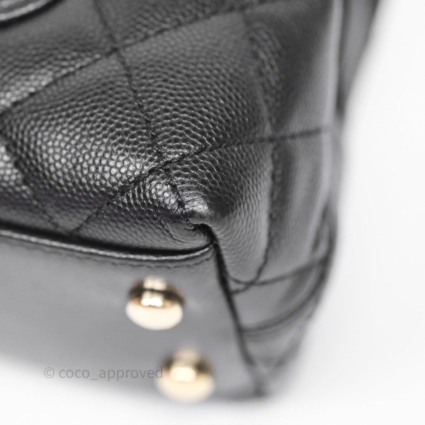 Chanel Mini Coco Handle Quilted Black Caviar Gold Hardware