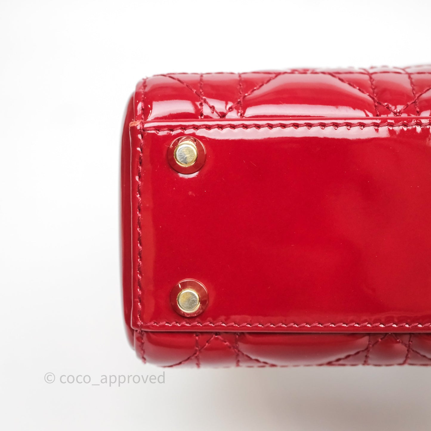 Christian Dior Mini Lady Dior Red Patent Cannage Gold Hardware