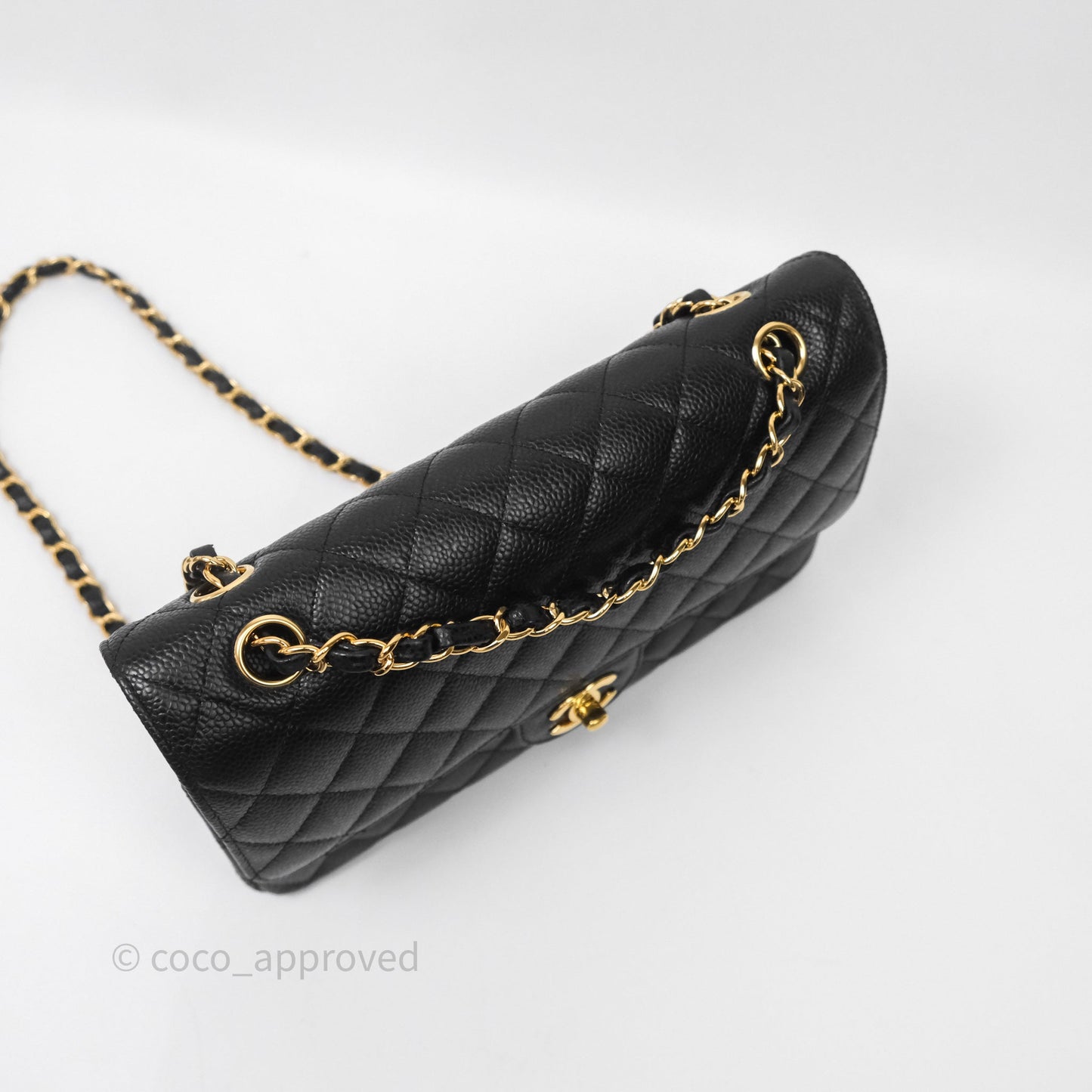 Chanel Classic Medium Flap Quilted Black Caviar Gold Hardware