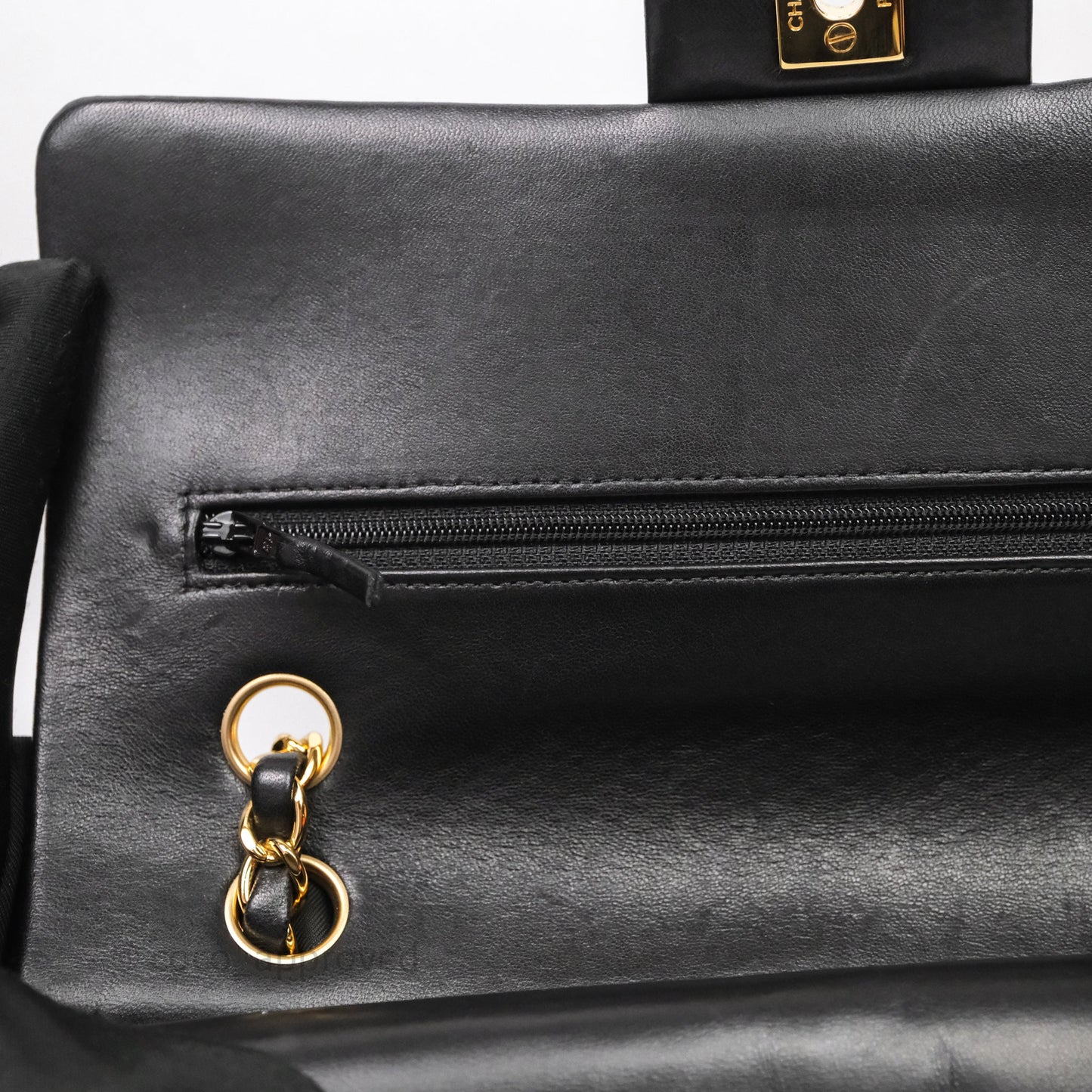 Chanel Classic M/L Medium Flap Quilted Black Lambskin Gold Hardware