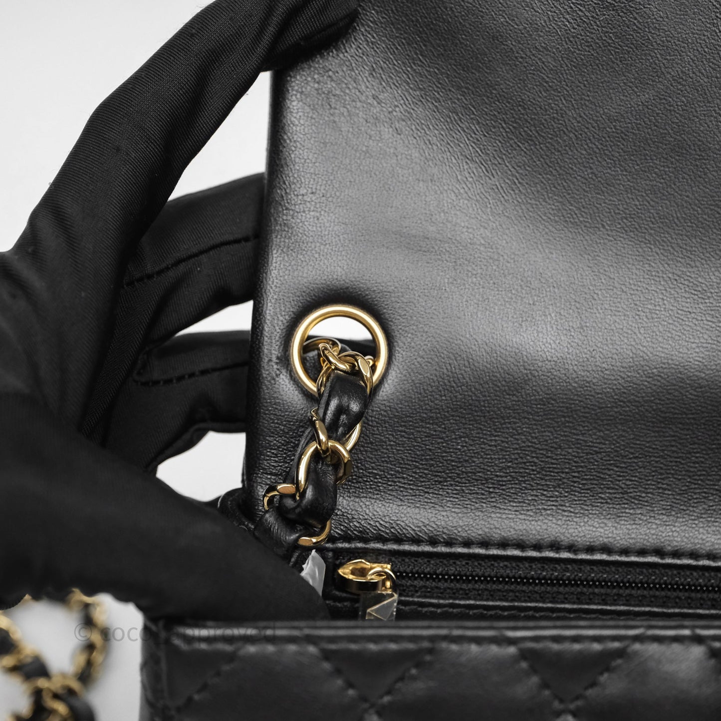 Chanel Mini Square Quilted Black Lambskin Gold Hardware