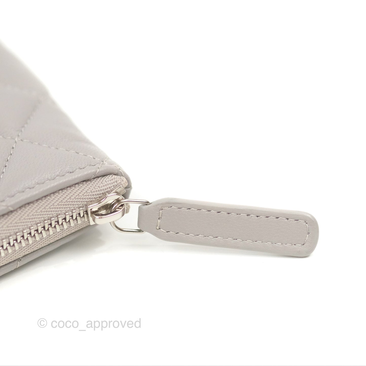 Chanel Quilted Small O Case Grey Lambskin Silver Hardware
