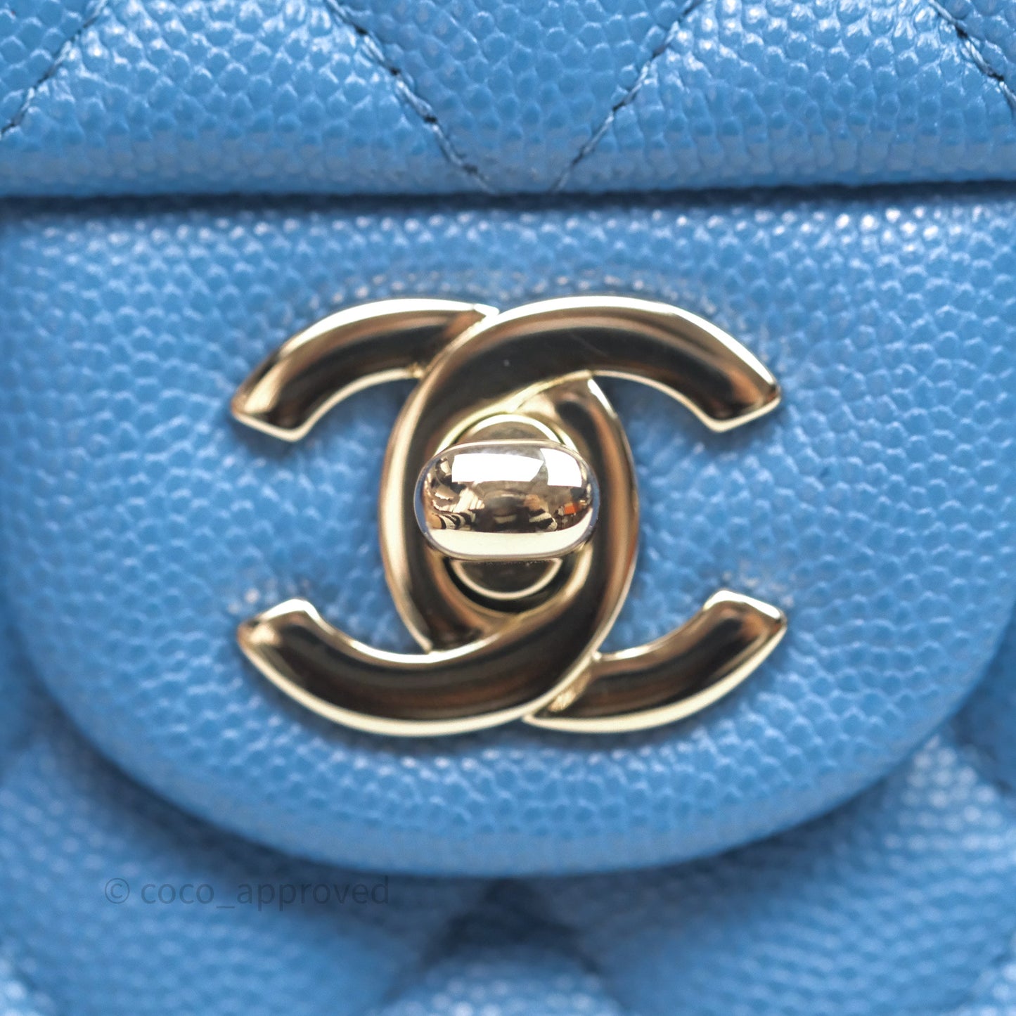 Chanel Small Classic Flap Quilted Blue Caviar Gold Hardware 20S