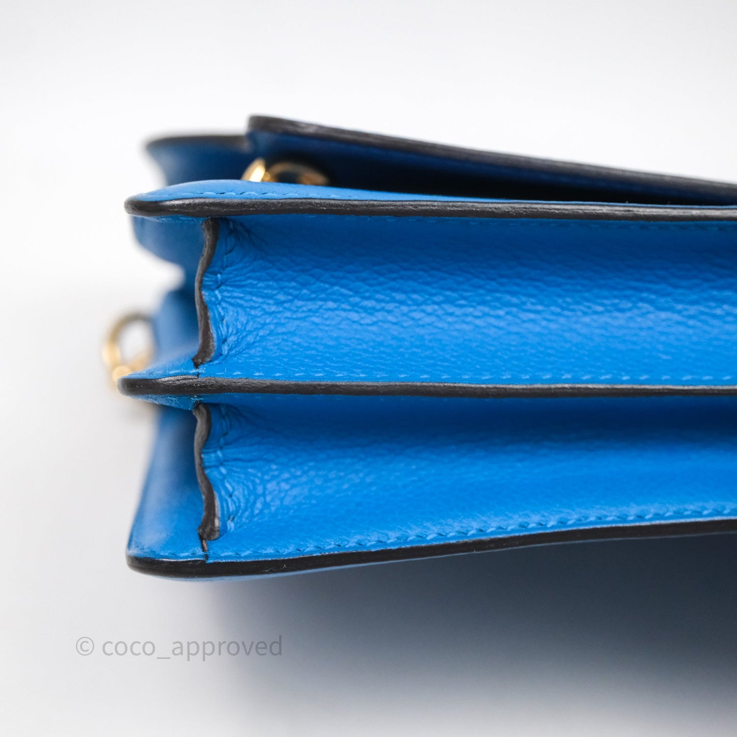 Hermès Roulis Mini 18 Bleu Zanzibar B3 Evercolor Gold Hardware