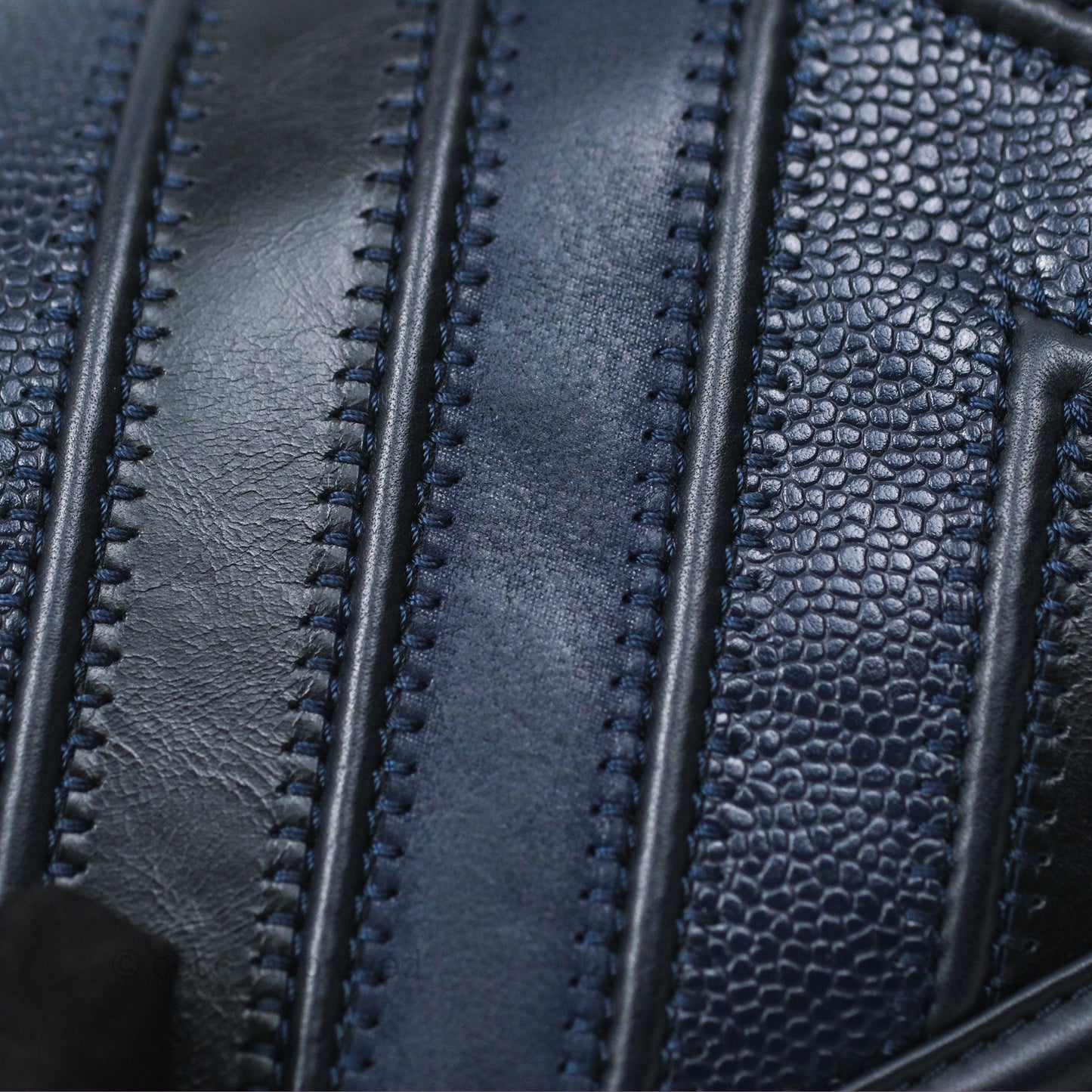 Chanel Medium Boy Chevron Navy Caviar/ Calfskin/ Suede Aged Gold Hardware