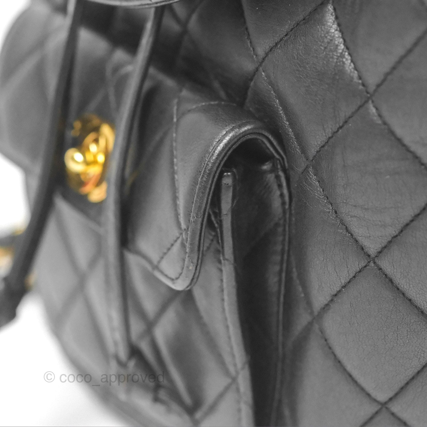 Chanel Vintage CC Duma Backpack Black Lambskin 24K Gold Hardware