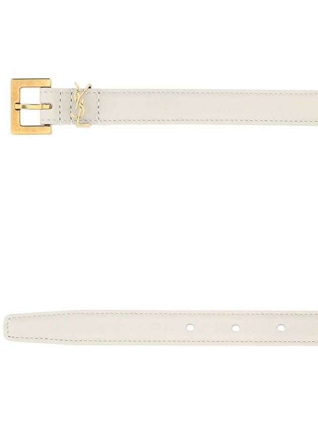 Luxury Saint Laurent Monogram Square Leather Belt White
