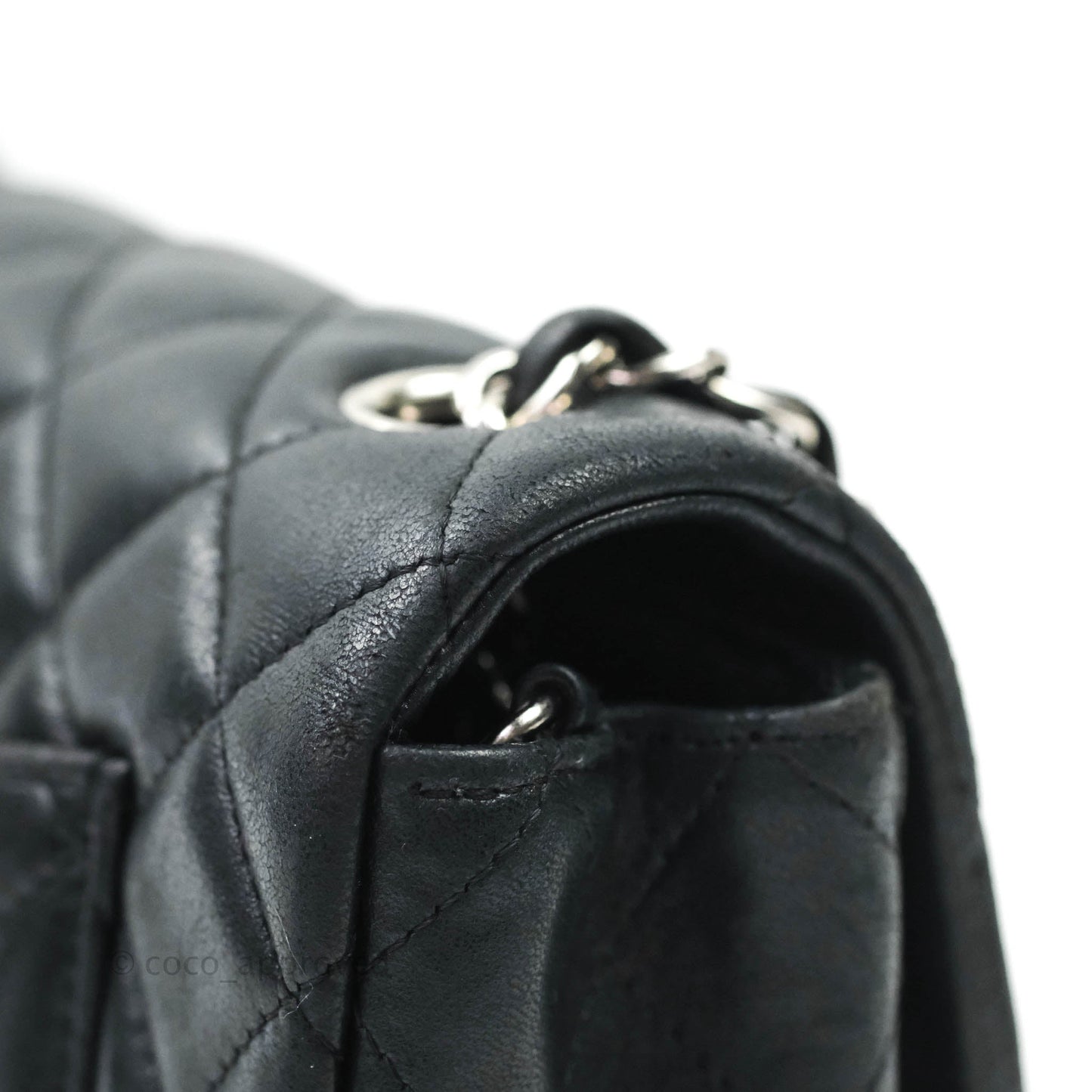Chanel Classic Quilted Mini Rectangular Flap Black Lambskin Silver Hardware