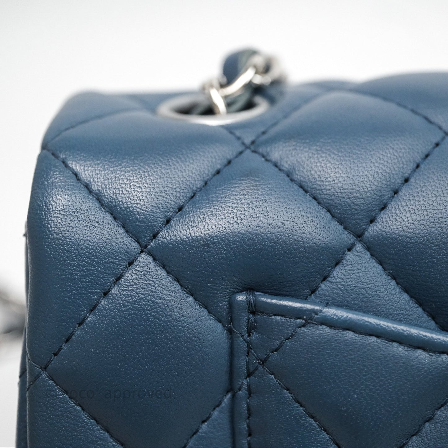 Chanel Quilted Mini Rectangular Navy Lambskin Silver Hardware