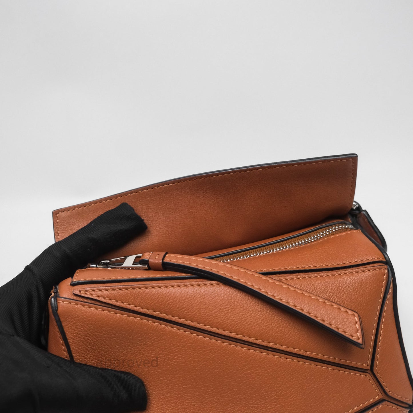 Loewe Mini Puzzle Bag Tan Calfskin Palladium Hardware
