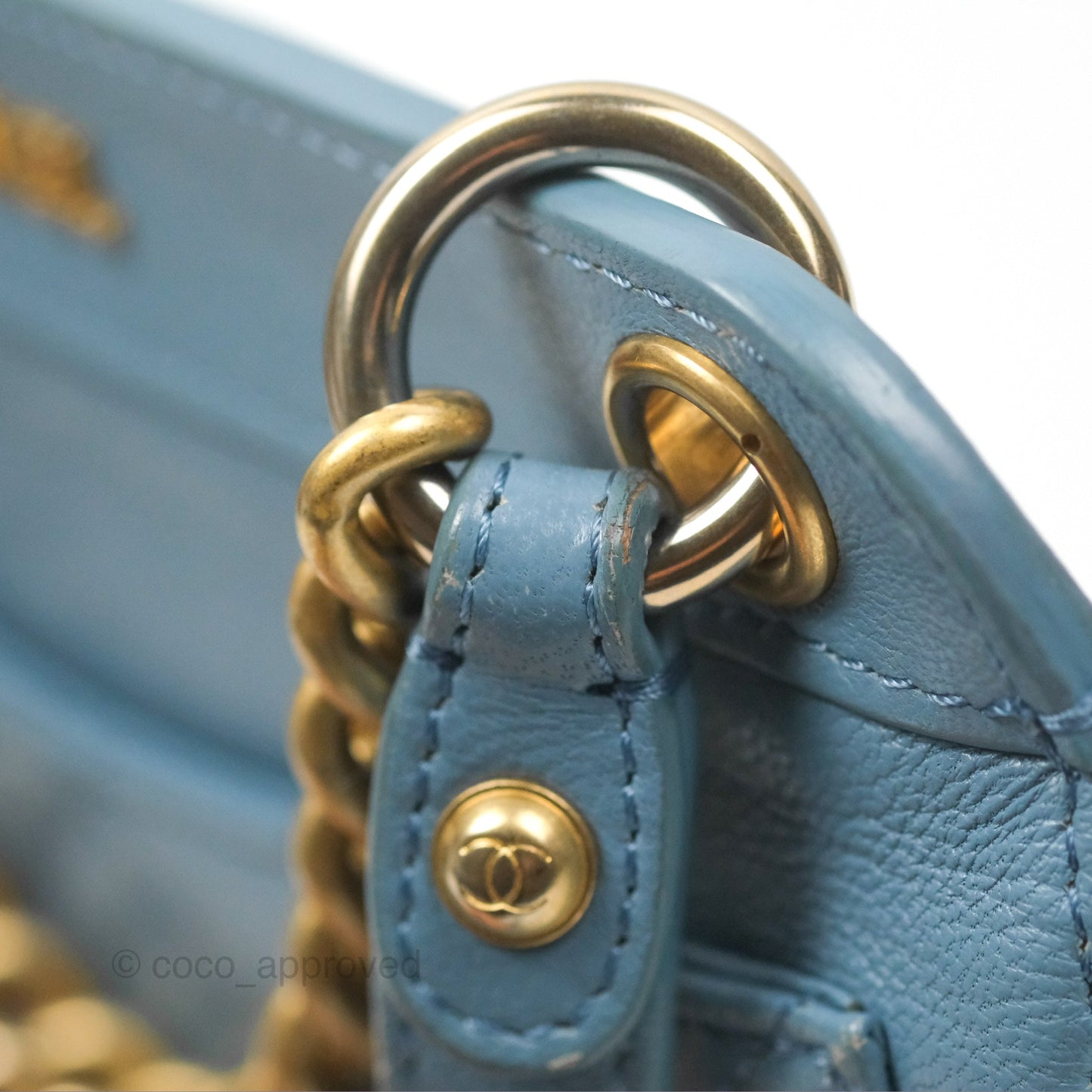 Chanel Curved Flap Bag Blue Lambskin Aged Gold Hardware
