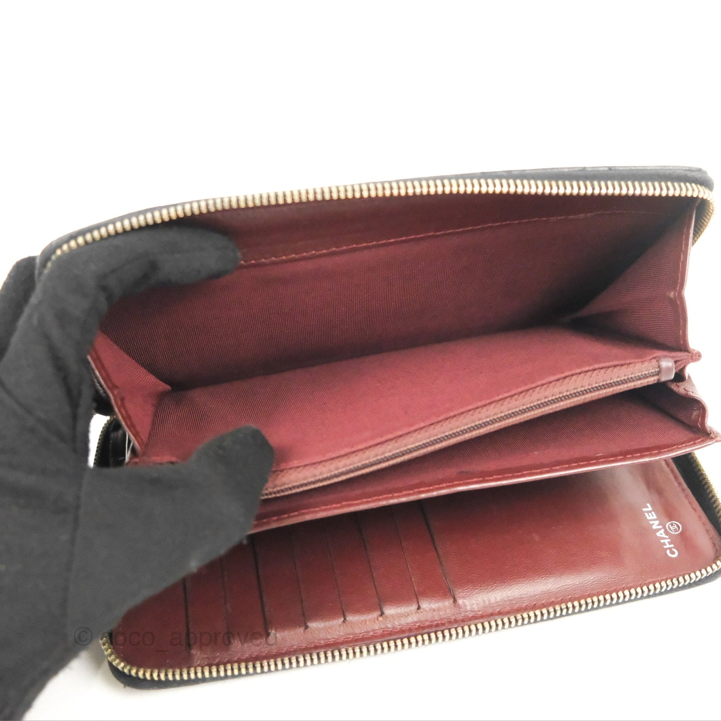 Chanel Zip Around Organiser Wallet Black Lambskin Gold Hardware