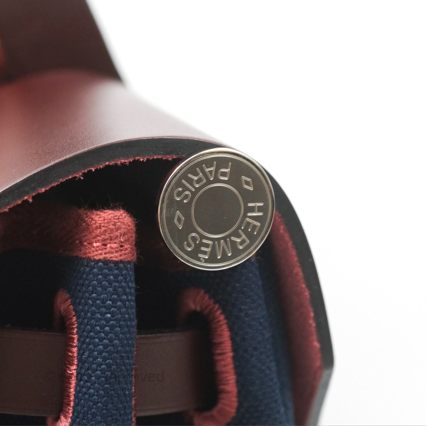 Hermès Herbag Zip 31 Bleu Marine/ Rouge Sellier Canvas Palladium Hardware