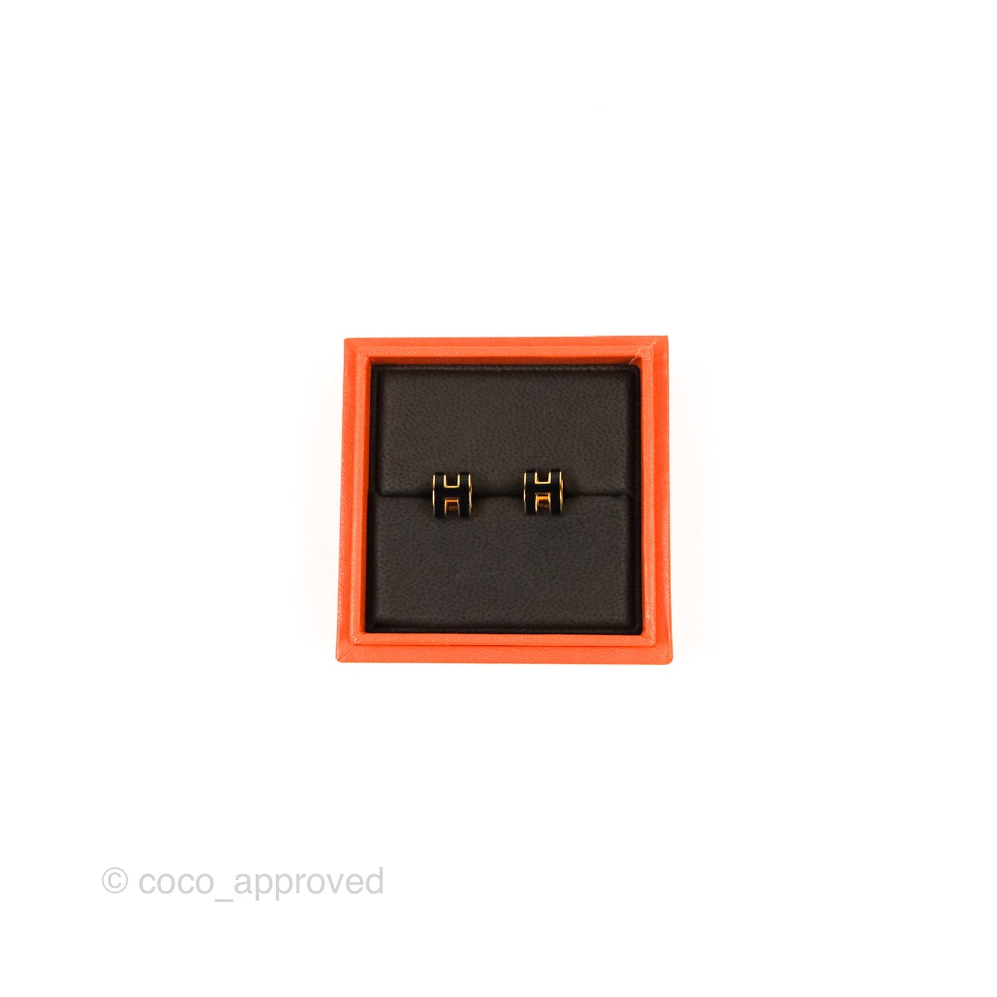 Hermès Mini Pop H Earrings Black Gold