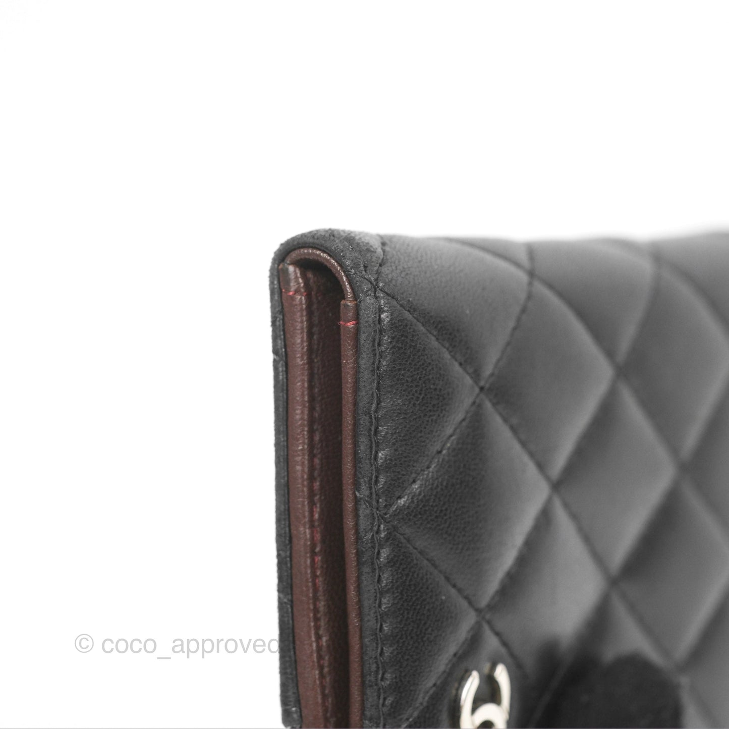 Chanel Classic Quilted Card Holder Black Lambskin Silver Hardware