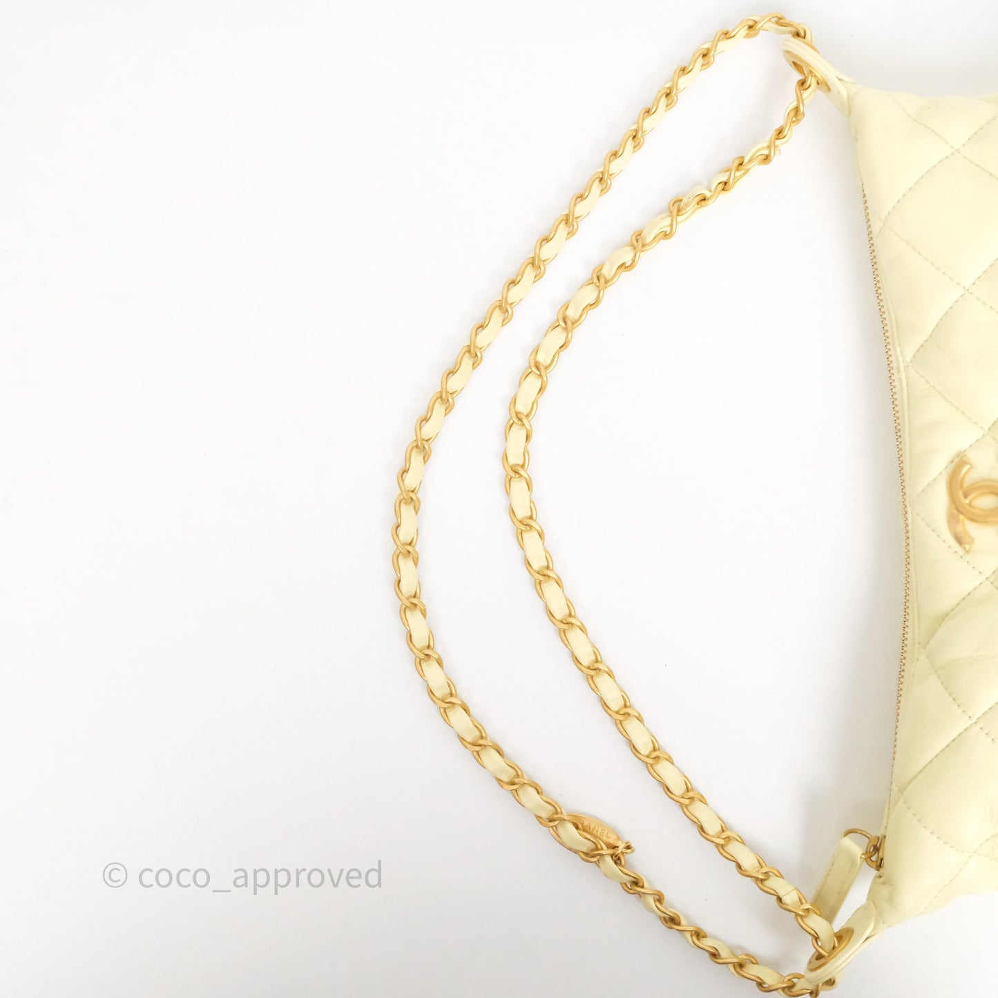 Chanel Large Hobo with Chain Light Yellow Lambskin Aged Gold Hardware 25S