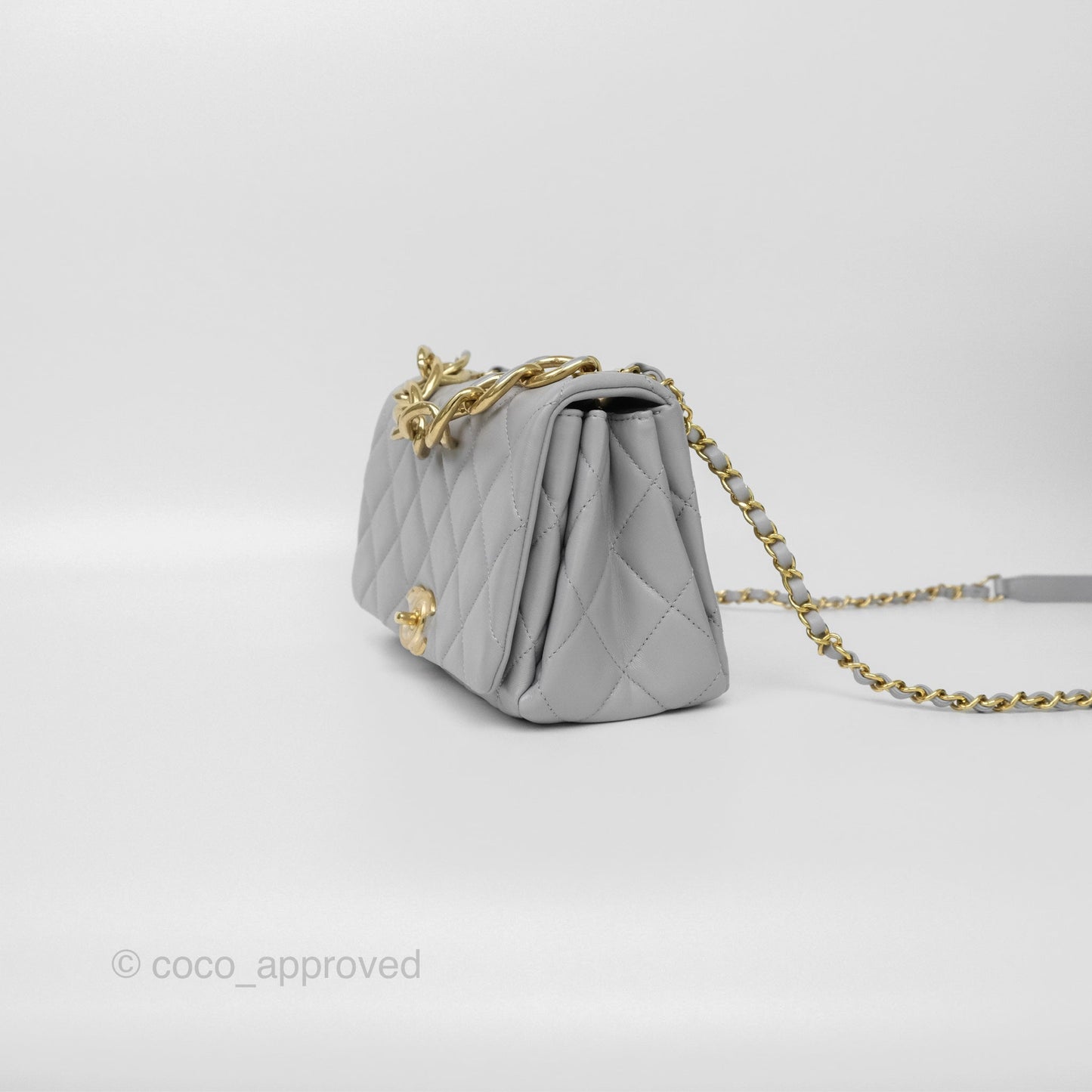 Chanel Medium Color Match Flap Grey Lambskin Aged Gold Hardware 22A
