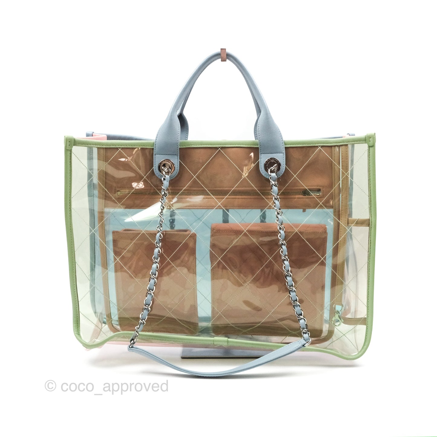 Chanel Coco Splash Blue/Green/Pink PVC Shopping Tote Bag