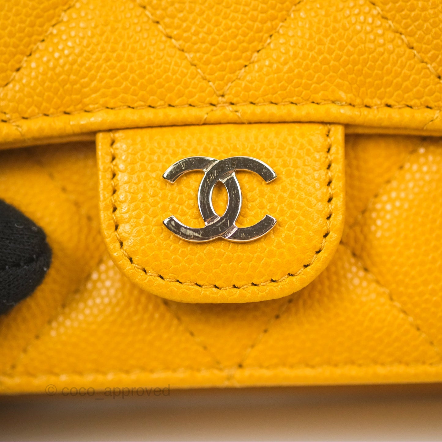 Chanel Mini Wallet With Chain Yellow Caviar Gold Hardware