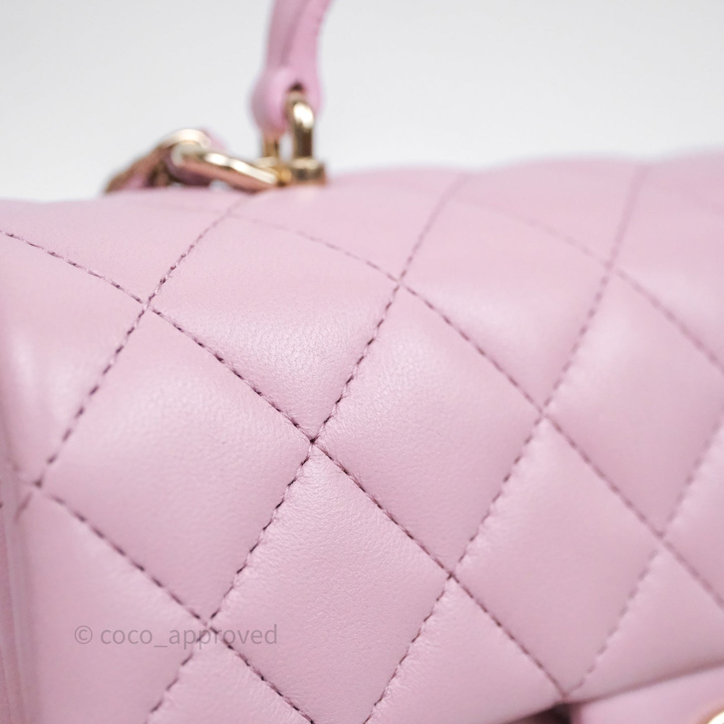 Chanel Top Handle Mini Rectangular Flap Lilac Pink Lambskin Gold Hardware