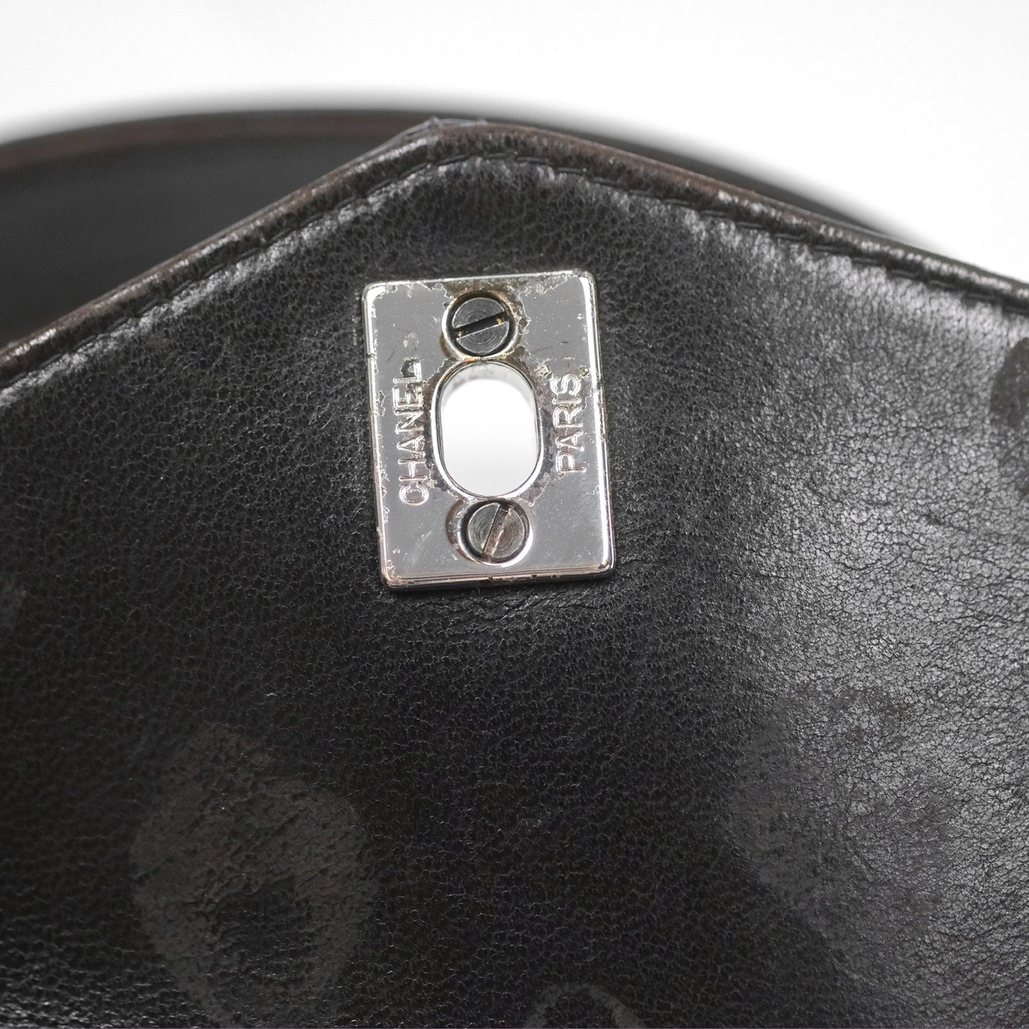 Chanel Vintage Tote Quilted Black Patent Silver Hardware
