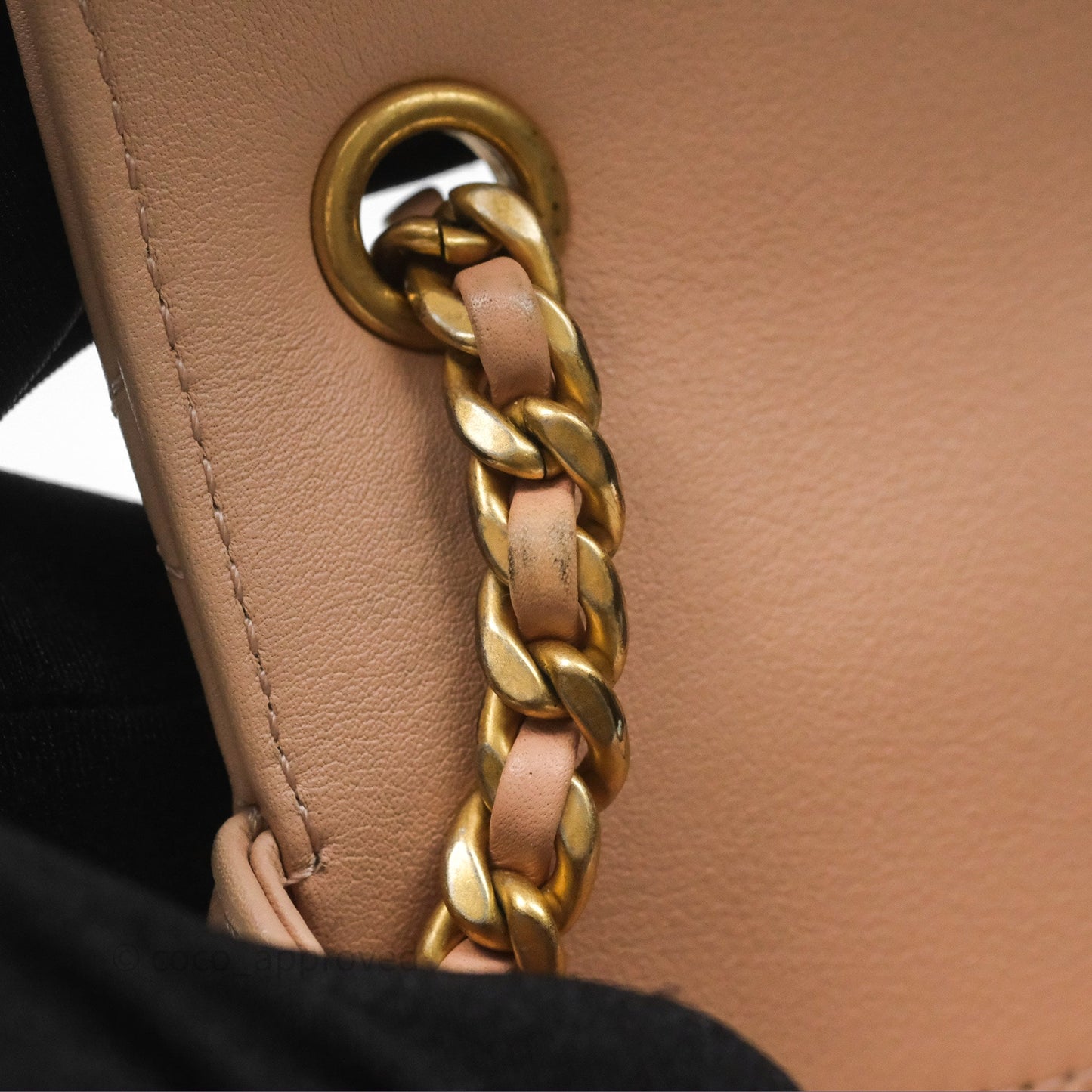 Chanel Messenger Bag Beige Pink Calfskin Aged Gold Hardware