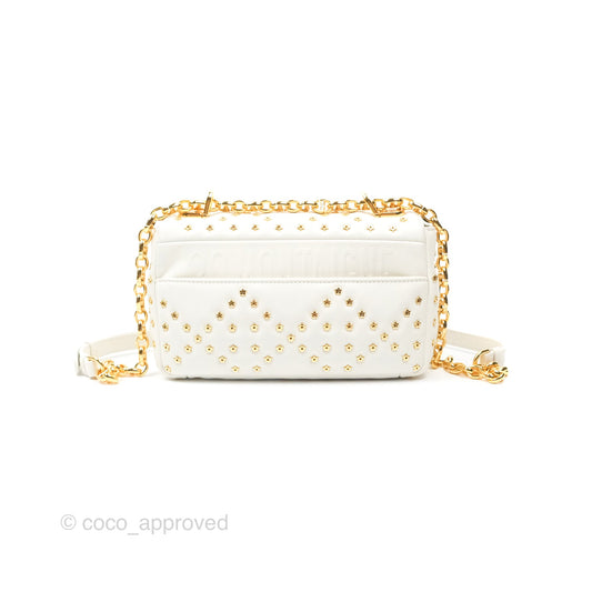 Dior Small Caro Bag Latte Lucky Star White Cannage Lambskin