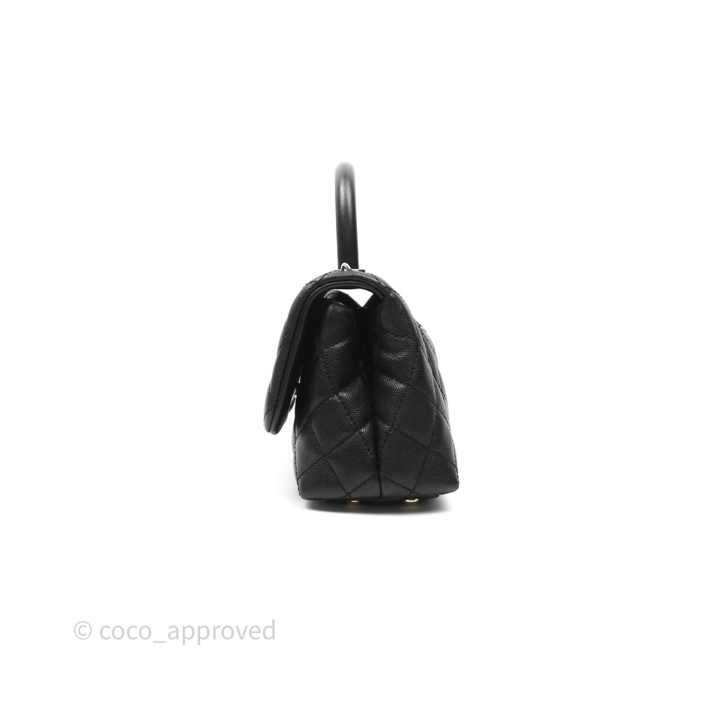 Chanel Mini Coco Handle Quilted Black Caviar Gold Hardware
