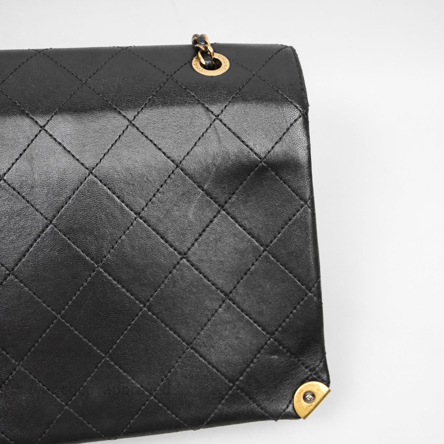 Chanel Quilted Flap Bag Black Calfskin Aged Gold Hardware