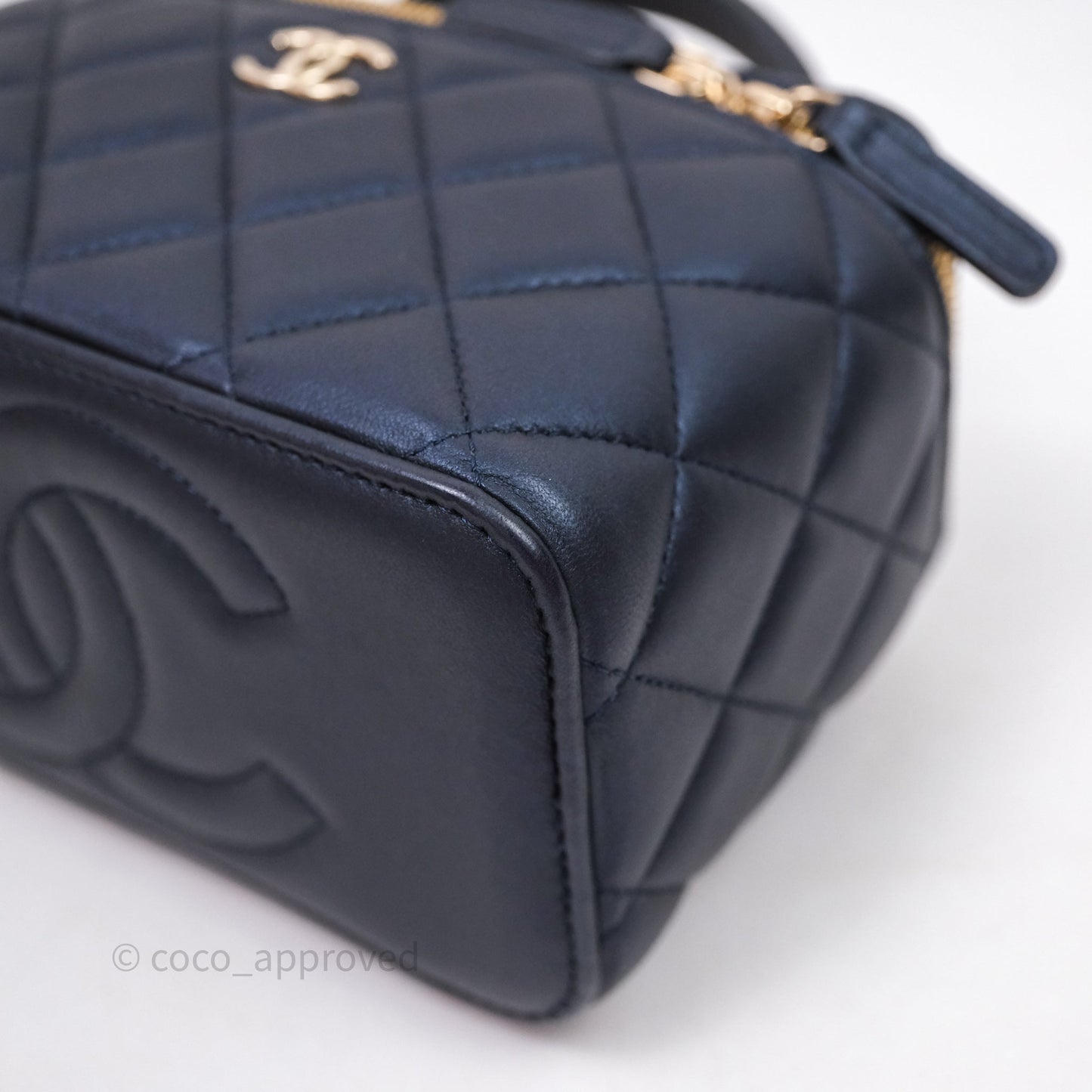 Chanel Top Handle Vanity Irdescent Navy Lambskin Gold Hardware