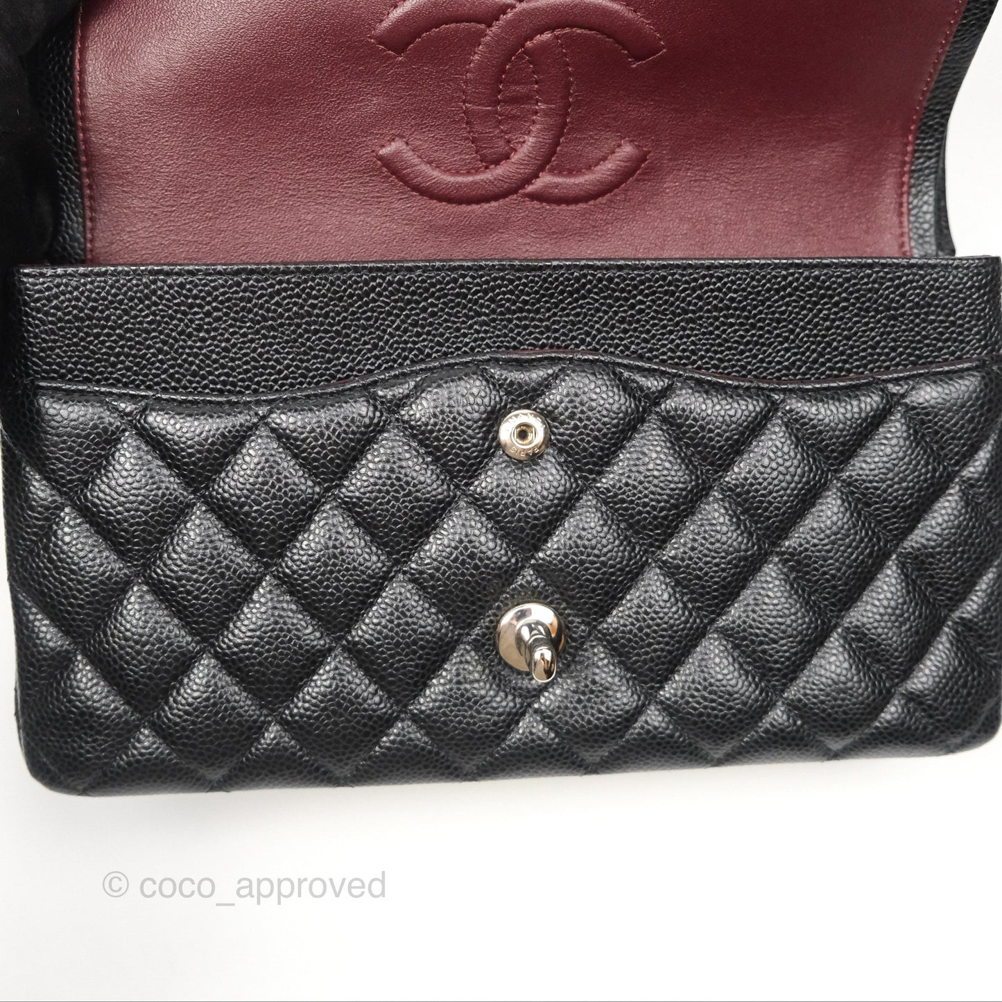 Chanel Classic M/L Medium Flap Quilted Black Caviar Silver Hardware