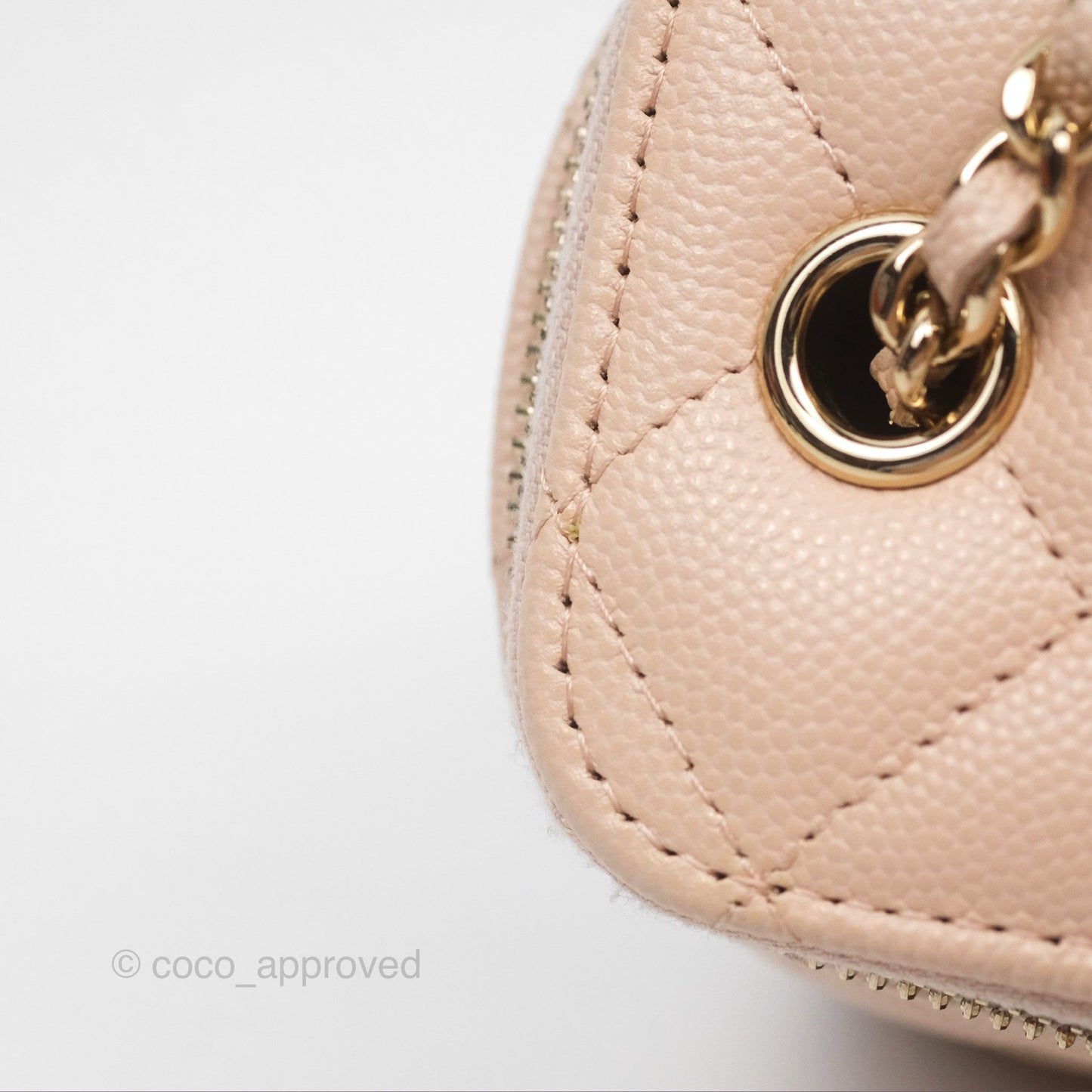 Chanel Mini Vanity With Chain Beige Pink Caviar Gold Hardware