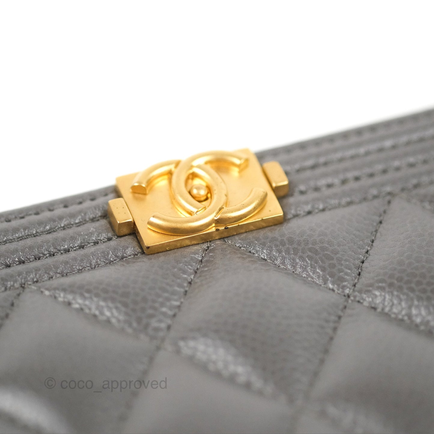 Chanel Quilted Boy Wallet on Chain WOC Dark Grey Caviar Gold Hardware