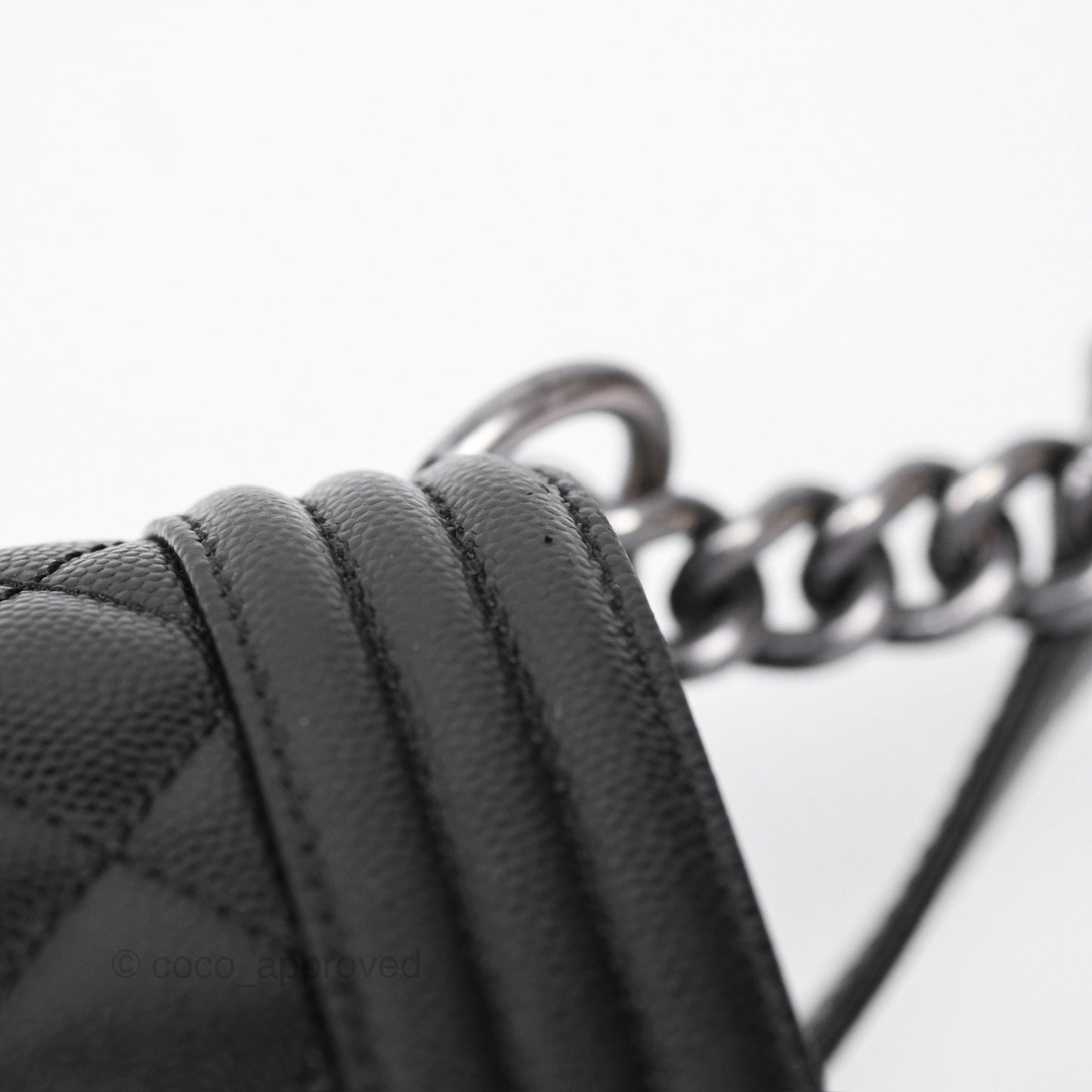 Chanel Medium Boy Quilted Black Caviar Ruthenium Hardware