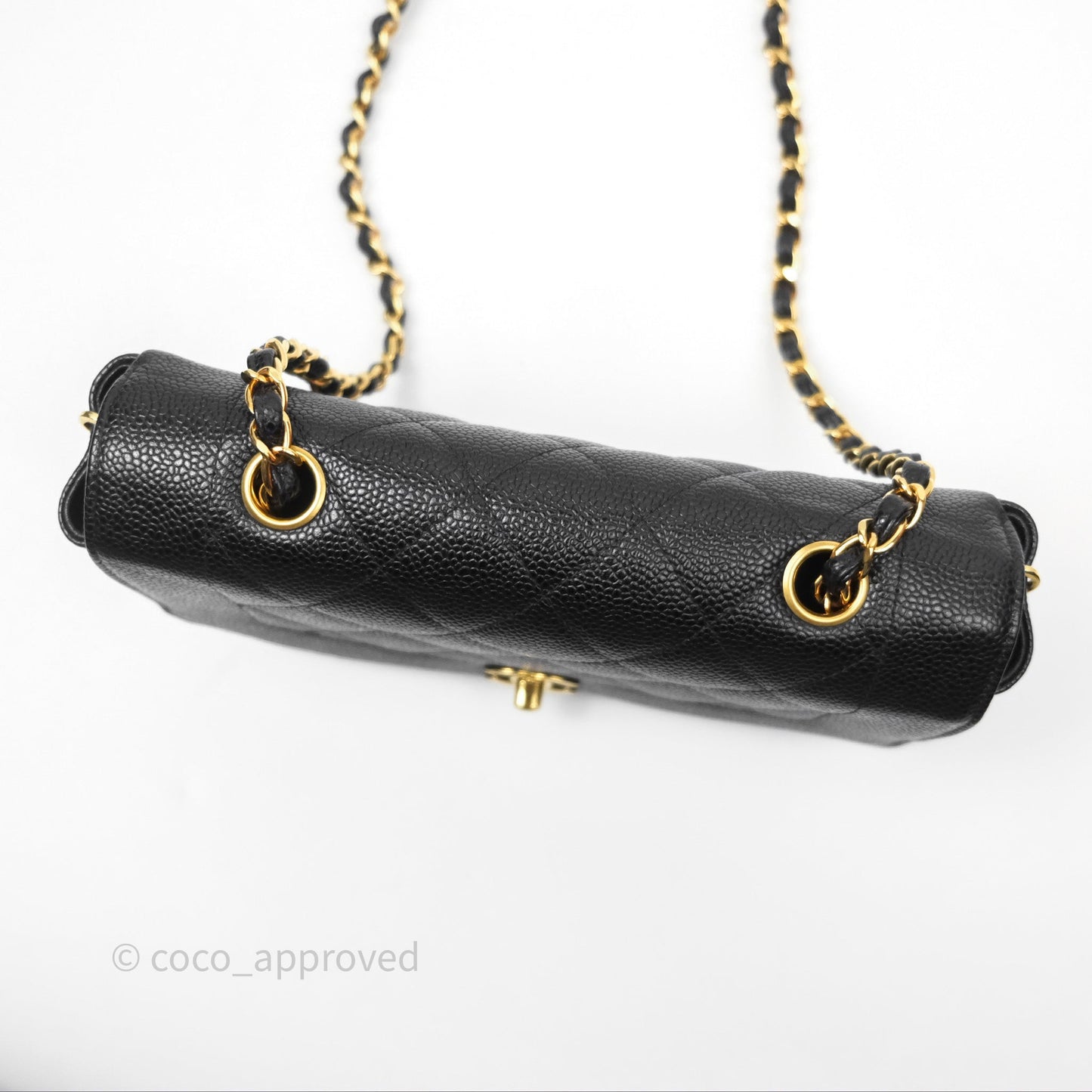 Chanel Small Vintage Quilted Classic Diana Flap Bag Black Caviar 24K Gold Hardware