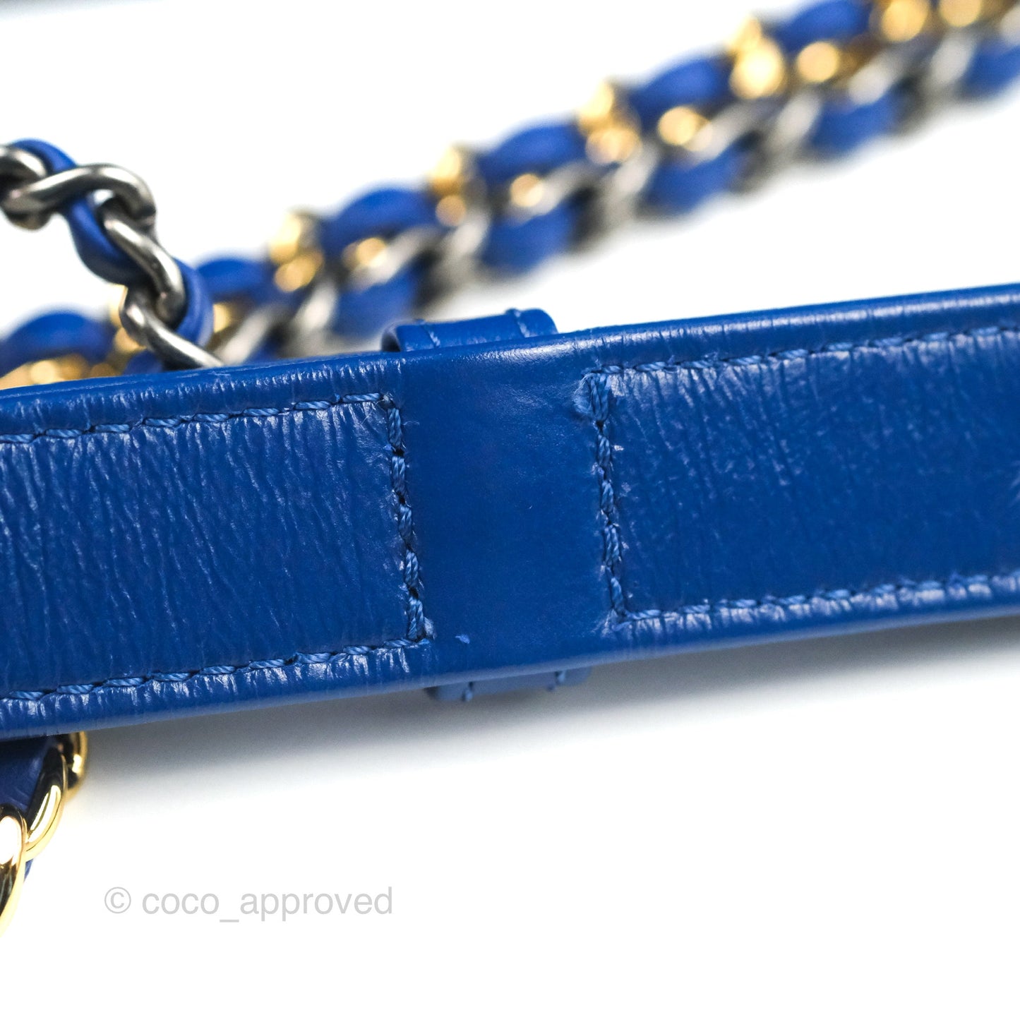 Chanel New Medium Gabrielle Blue Logo Handle Aged Calfskin Mixed Hardware