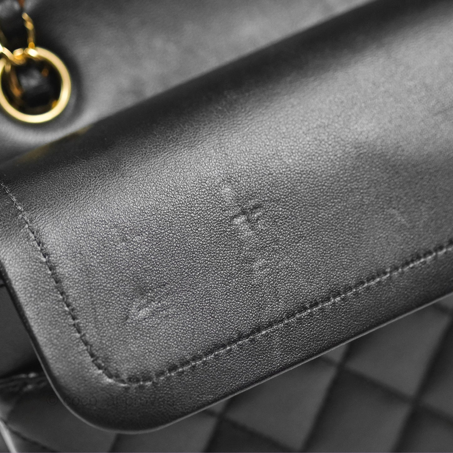 Chanel Classic M/L Medium Flap Quilted Black Lambskin Gold Hardware